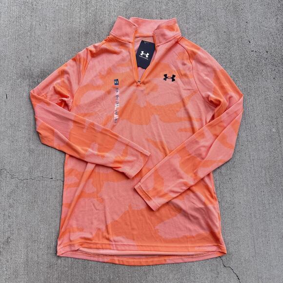 Under Armour Pullover Mens Small Orange Velocity Jacquard 1/4 Zip Camo 1375664 - Picture 7 of 12